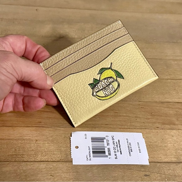 Coach Yellow and Cream Card Holder